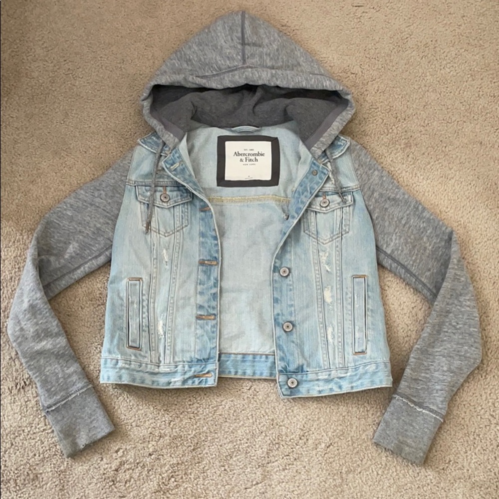 Distressed jean jacket hoodie